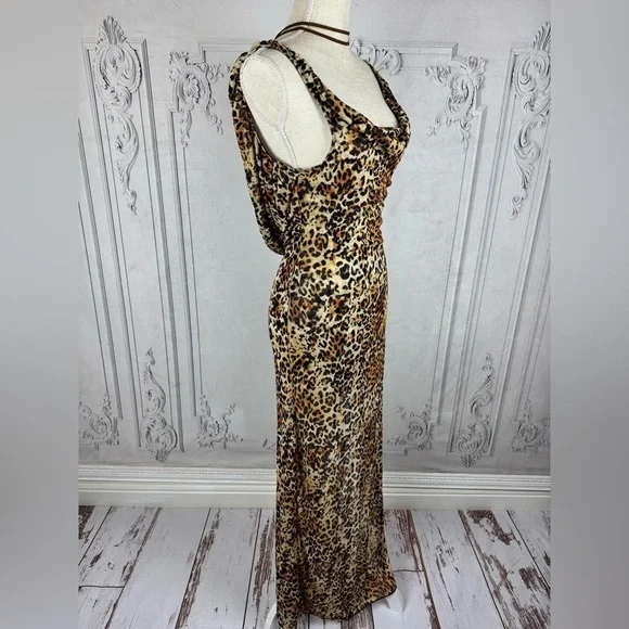 Catwalk Sexy Backless Leopard See Through Cowl Neckline Vacation Beach D… - Picture 3 of 10